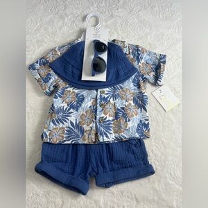 NEW Rachel Zoe Baby Boy's 4 piece Tropical Outfit Set 12 Months Summer Vacation